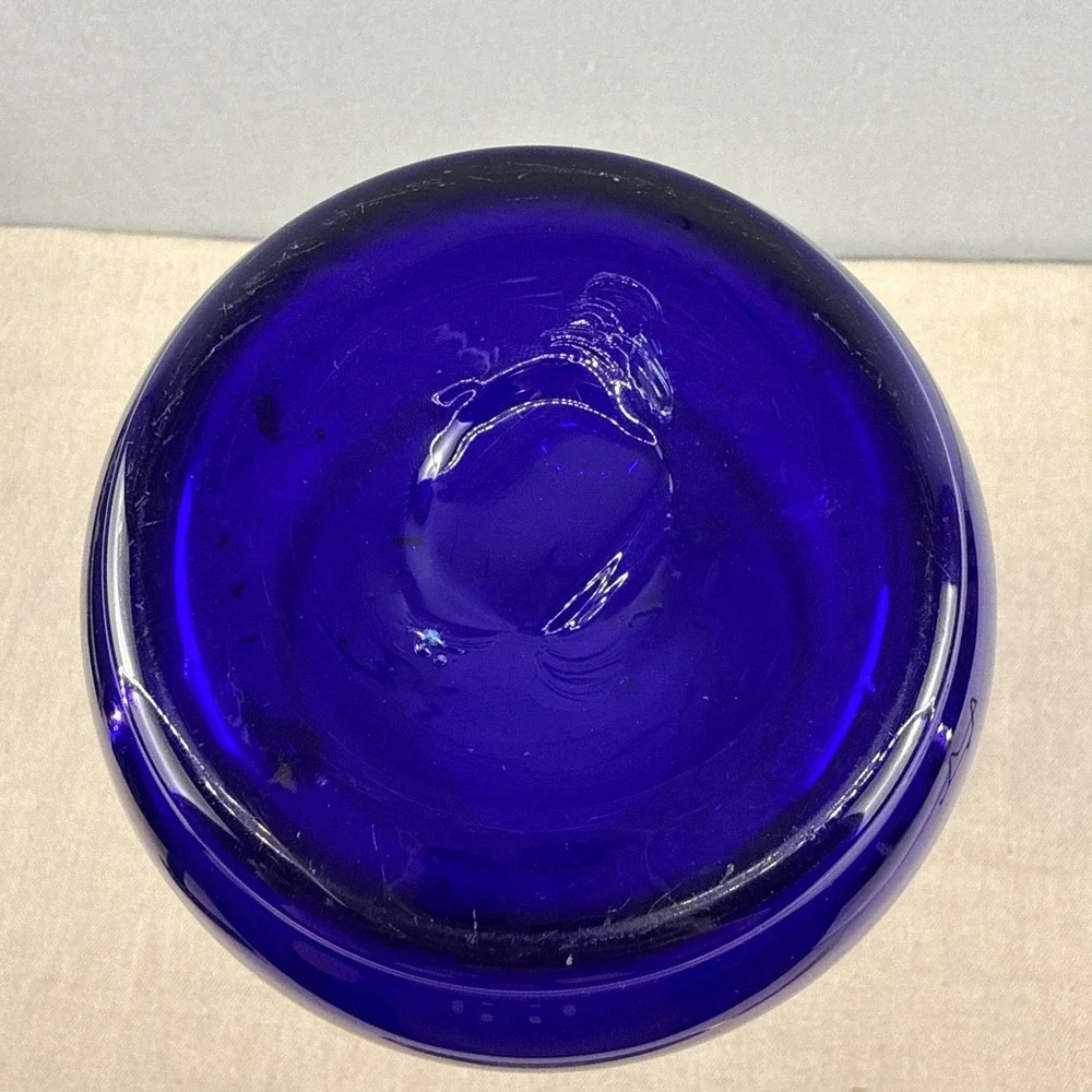 Blenko 9729‎ Cobalt Blue Ribbed Vase Matt Carter Label 15